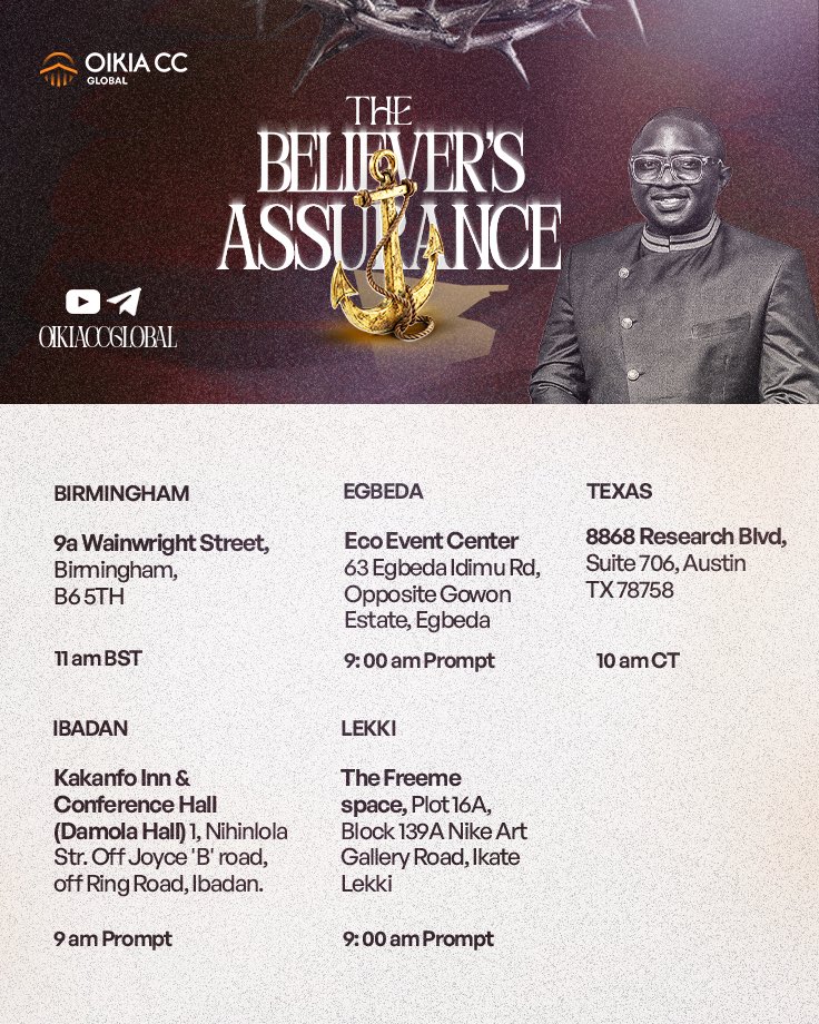 Salvation is not meant to be uncertain. In Christ, there is assurance. You can know that you are saved.

This Sunday, we take a deep dive into The Believer’s Assurance.

Join us as we explore this truth and grow in confidence in all that Christ has accomplished.
#myoikia