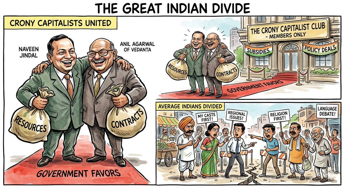 MrVinodJoseph's tweet photo. @MPNaveenJindal @AnilAgarwal_Ved @ChhattisgarhCMO @ficci_india @steel_indian @ASSOCHAM4India @FollowCII @vijaysharmacg Crony capitalists are united,
Average Indians are divided. https://t.co/w8mqjMqeJ2