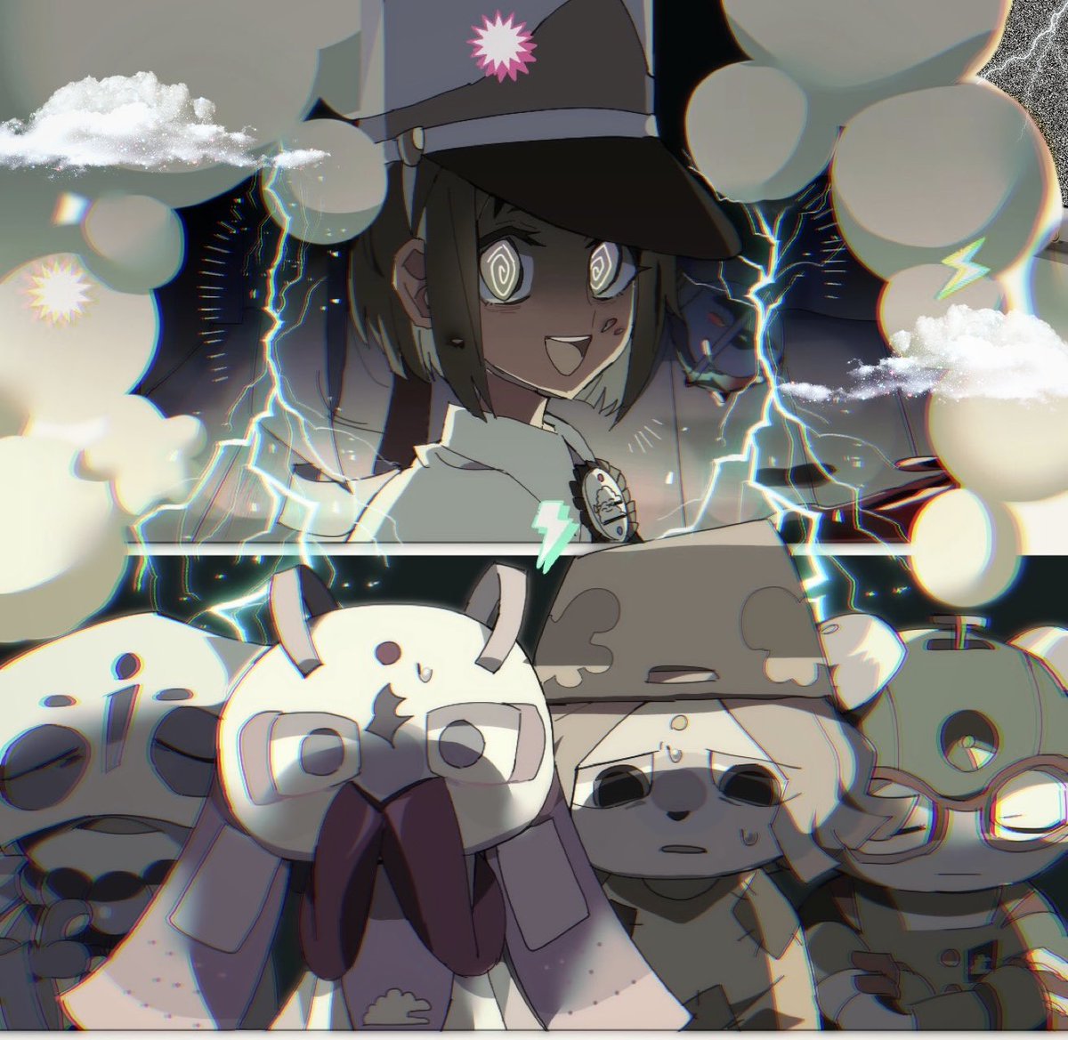 kw9oNoU58's tweet image. ㌘絵（幻覚捏造絵！）ｱﾏﾈちゃんには暴れて欲しいし😨😰の顔してるマスコット達 描きたかった