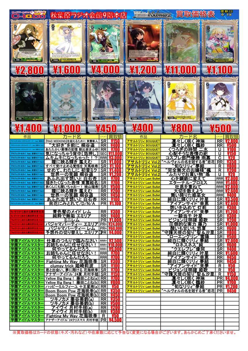◇ #ヴァイスシュヴァルツ 買取情報◇ 誓いを胸に 十香 SR 1200 引き金
