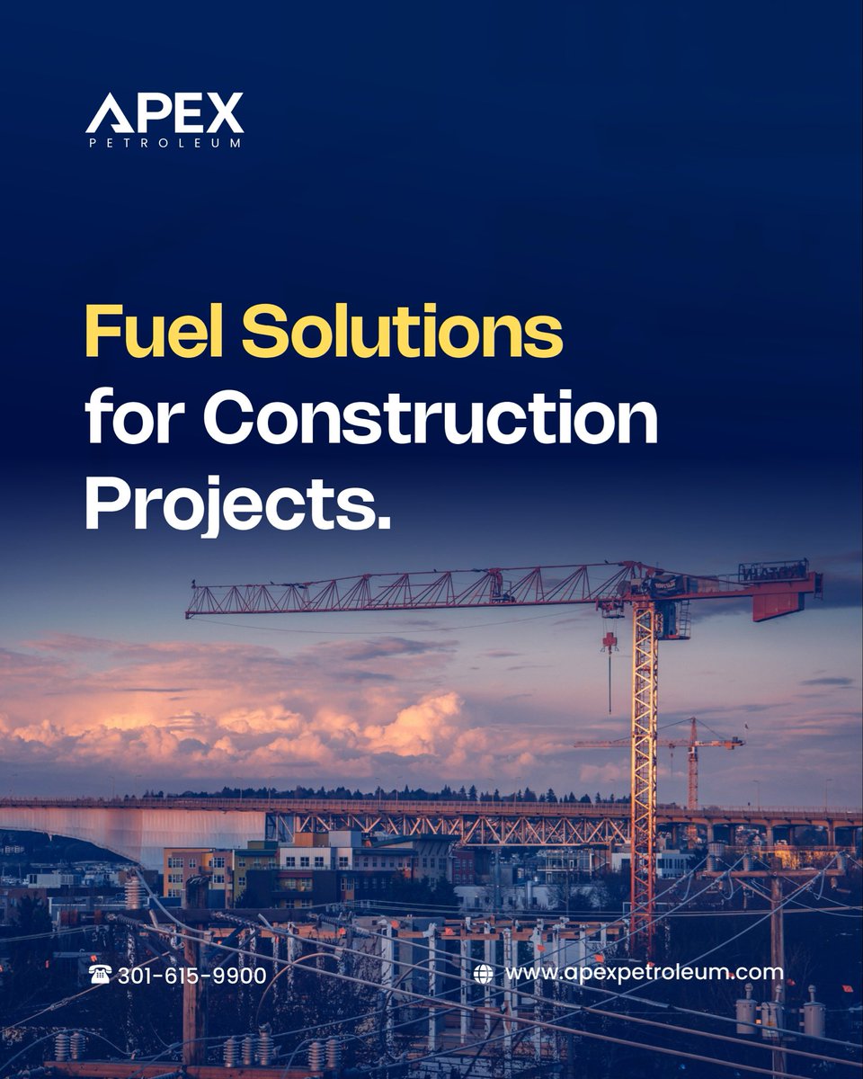 PetroleumApex's tweet photo. Construction projects rely on consistent fuel supply to keep operations moving. 
Apex Petroleum works with construction companies to provide reliable fueling solutions and fleet management tools. Let’s power your next project.

#fleetcard #fleetcards #fuelcards #fleetdrivers https://t.co/3PSst4YgAx