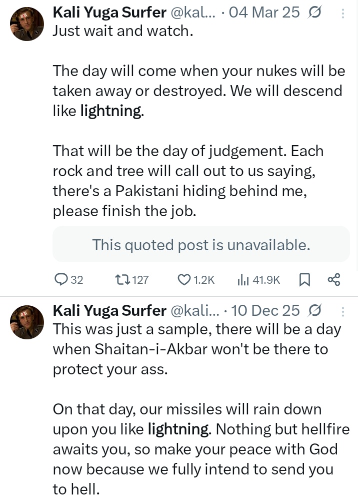 kaliyuga_surfer's tweet photo. It takes a special kind of retard to accuse me of being a Pakistani, when I've consistently called for the destruction of that country.

You Major, are a disgrace to the uniform if you're going stoop to such a low level, defaming people while living in America. https://t.co/xCIGKiIobg