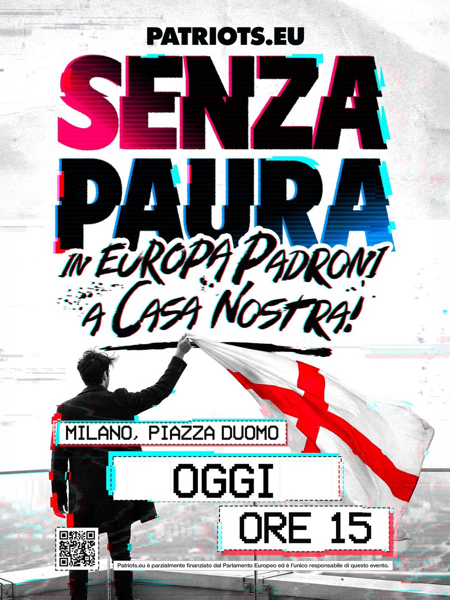 matteosalvinimi's tweet photo. #SENZAPAURA, CI SIAMO!
Alle 15 inizia il grande evento dei Patrioti: una grande piazza per difendere ciò che siamo e costruire il nostro futuro.
In Europa, padroni a casa nostra!
Vi aspettiamo. https://t.co/PFiwXzyacN