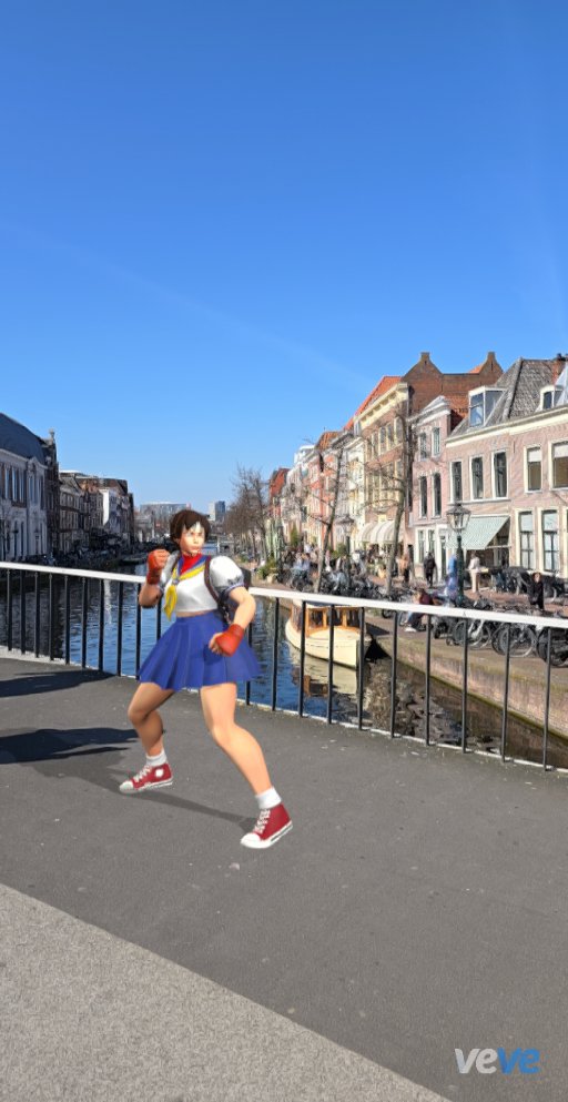 Marconveve's tweet image. The bridge between digital and reality just got a lot more dangerous. Bison might be dropping today, but Sakura is ready for the round of a lifetime. See you in the arena! 🥊🔥 #StreetFighter #VeVe #AR #SakuraVsBison