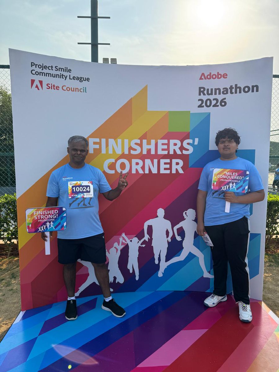 SandeshPrabhuMS's tweet image. Participated in Adobe Runathon 2026 along with my son
I participated in 10k &amp;amp; son participated in 5k
Strava links:
10k &amp;gt; strava.com/activities/181…
5k &amp;gt; strava.com/activities/181…
#adobe #adobelife

(that✌️symbol was for #vodafoneidea🙂)