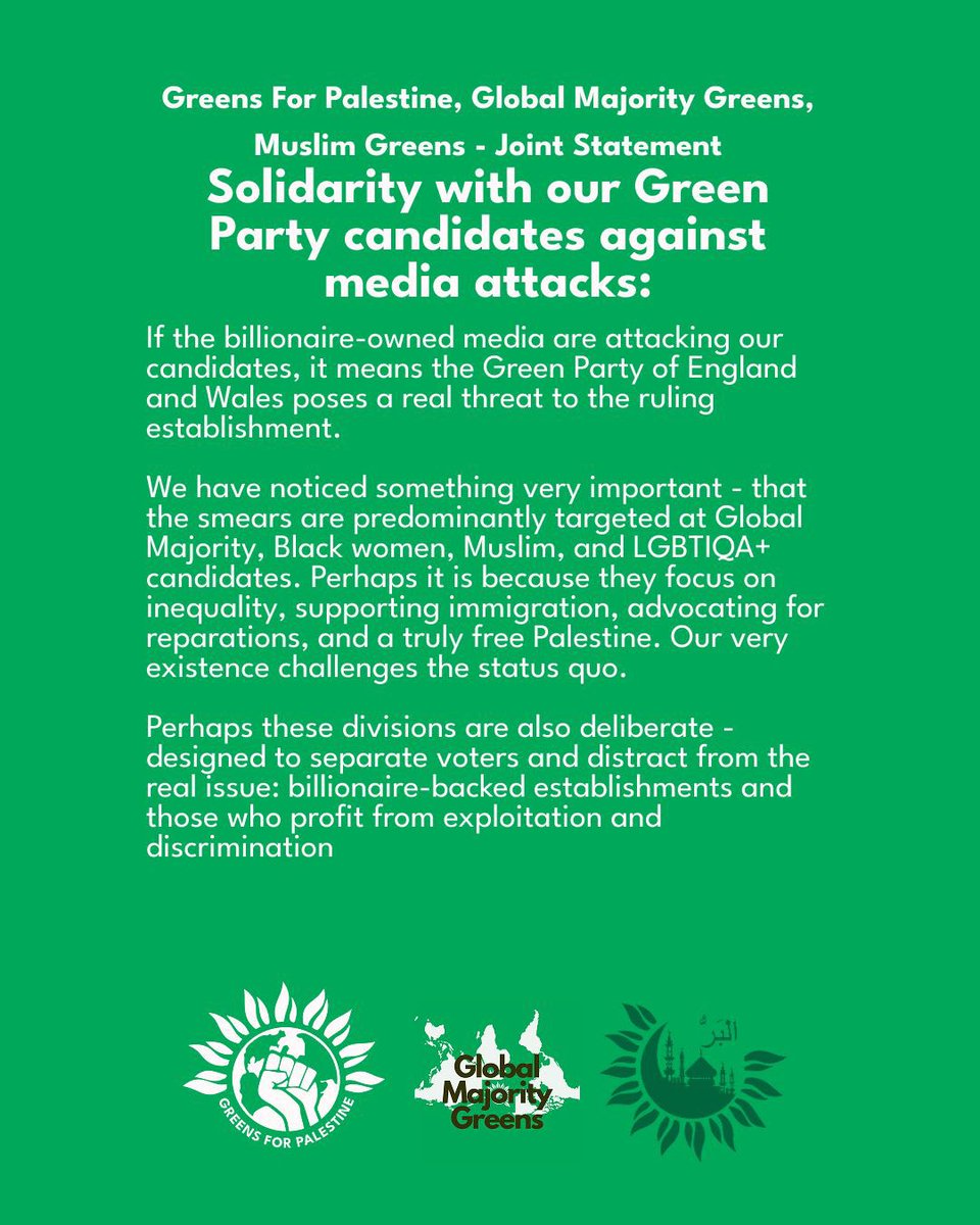GreensOfColour's tweet photo. We stand in solidarity with our candidates. https://t.co/G7yce5pX1B