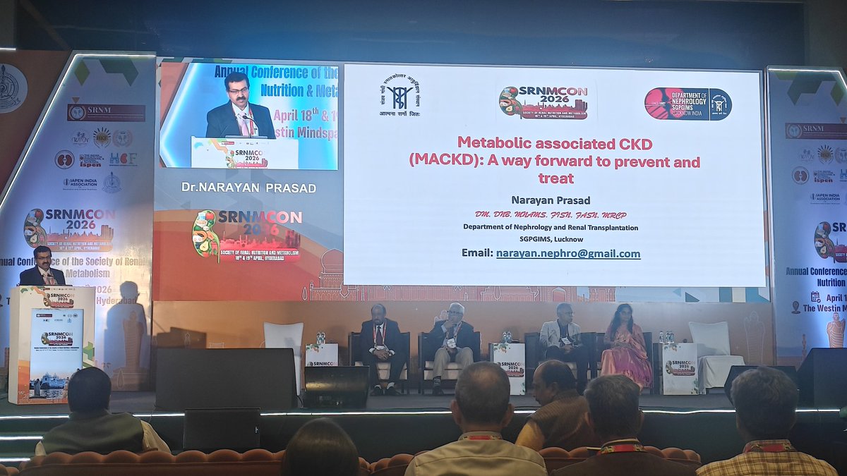 SRNMCON2026's tweet photo. Metabolic Associated CKD (MACKD) is emerging as a major driver of kidney disease in India!
@narayansgpginep delivered a superb talk at #SRNMCON2026 explaining how metabolic risk factors are now the primary cause of CKD. #mackd #nutrition https://t.co/TtusrsRqaV