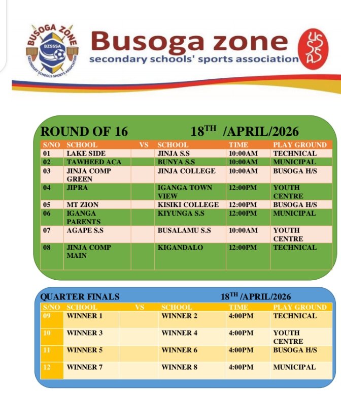 SabulaSports's tweet photo. UPDATED:  USSSA- Busoga Zone boys football qualifiers|| Round of 16 fixtures after petitions https://t.co/VnECuyXFVD