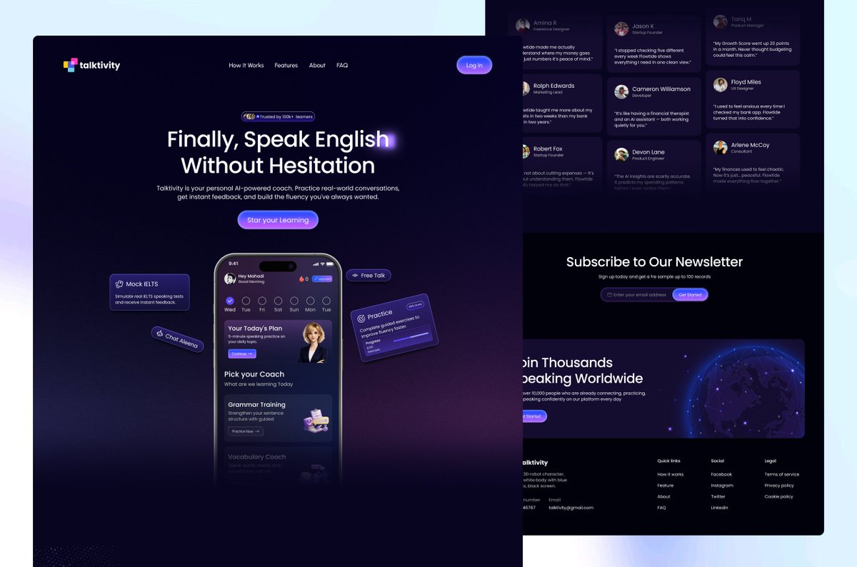 sabbirux7's tweet image. Talktivity — Learn English with Confidence

#sabbirux7 #Elearning #UIUXDesign #ProductDesign #WebDesign