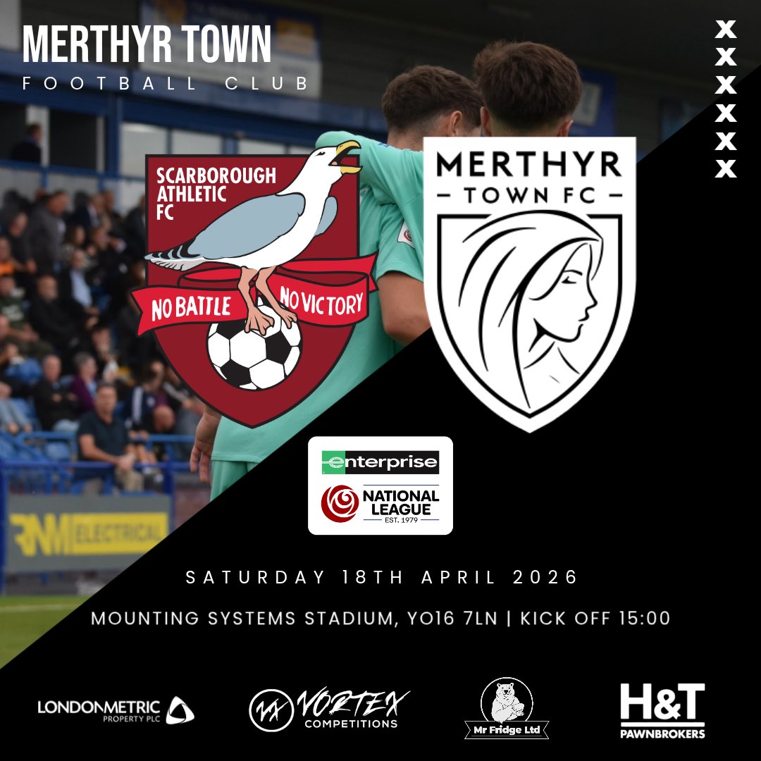 MerthyrTownFC's tweet image. 👊🏼 𝗠 𝗔 𝗧 𝗖 𝗛 𝗗 𝗔 𝗬         

The Martyrs are on route for our HUGE clash! 

🆚 @safc 
⚽ Kick Off | 15:00
🏟️ Mounting Systems Stadium, YO16 7LN
📻 tinyurl.com/2dsvn8sh

🗣️ Safe journey to the Martyrs making the trip!
 
#OurTownOurClub | #WeAreMerthyr