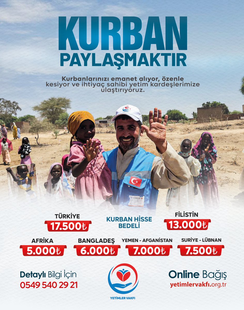 KURBAN PAYLAŞMAKTIR

Kurbanlarınızı emanet alıyor, büyük bir titizlikle kesiyor ve ihtiyaç sahibi yetim kardeşlerimizin sofralarına ulaştırıyoruz.

📹 Kurbanınız kesildiğinde video kaydı doğrudan telefonunuza gönderilir.

🤲 Bir kurban, binlerce tebessüm…
Sen de bu iyilik