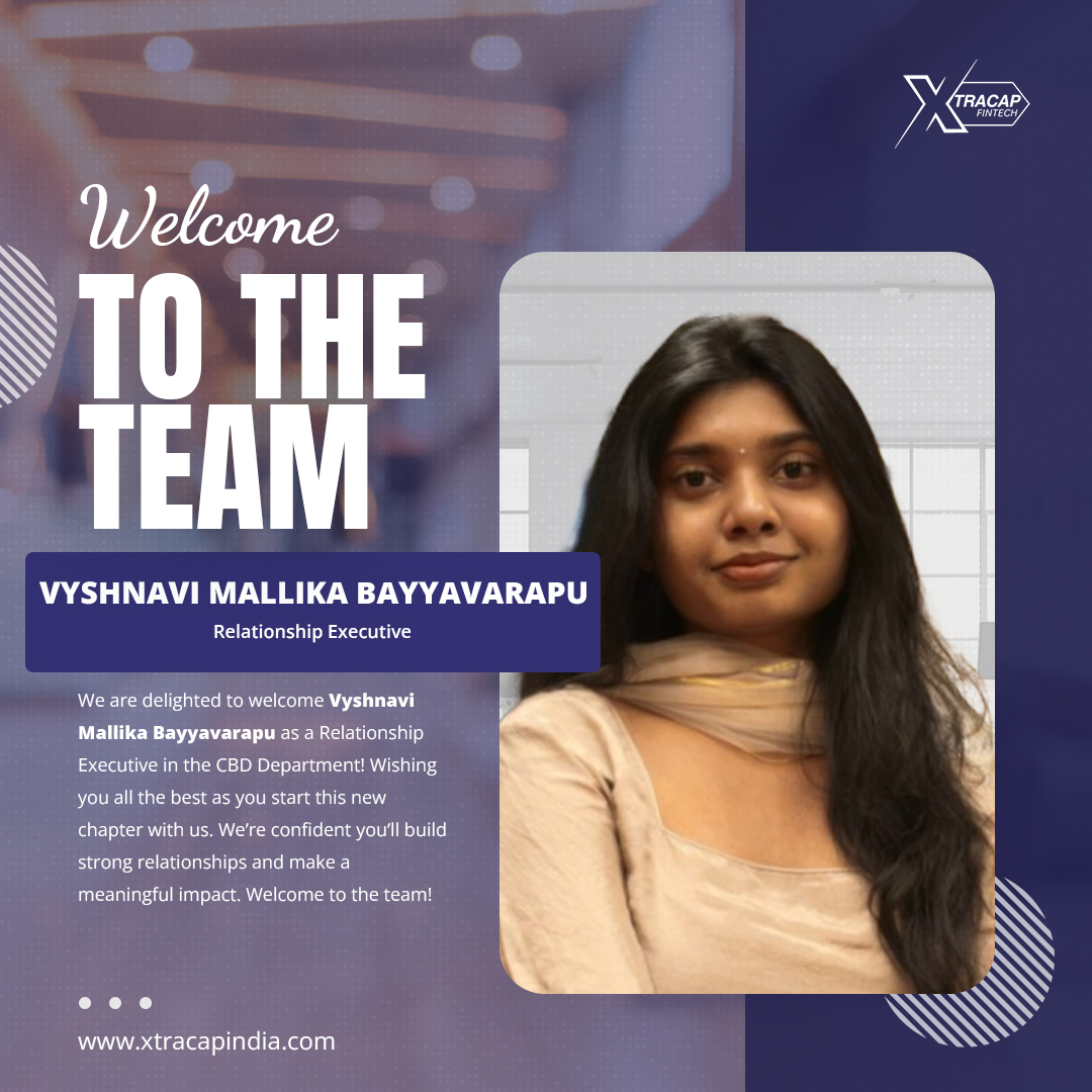 bridge2capital's tweet image. We’re glad to welcome Vyshnavi Mallika Bayyavarapu as a Relationship Executive in the CBD Department. Wishing you success in building strong connections and making a meaningful impact.
To know more about Xtracap Fintech, log on-to xtracapindia.com
#Welcome #NewBeginnings