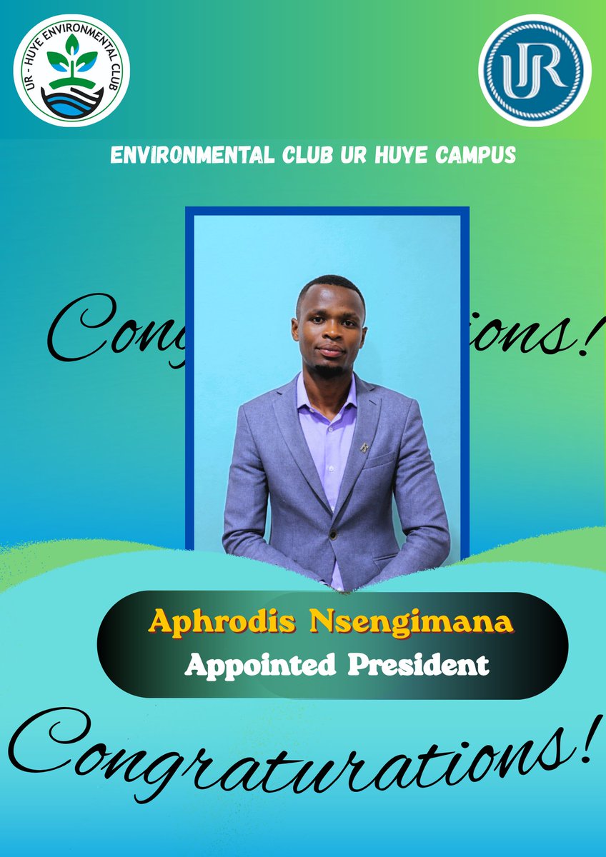 UREnvironmental's tweet photo. 🚨🚨For The Urgent changes that occurred Aphrodis Nsengimana who served as  former Vice President Has been appointed as An Environmental Club's Current President to occupy the position of Mr Denys Ndihoreye who formerly served to that position 

Warmly welcome Mr President ! https://t.co/Smn2xbCZIA