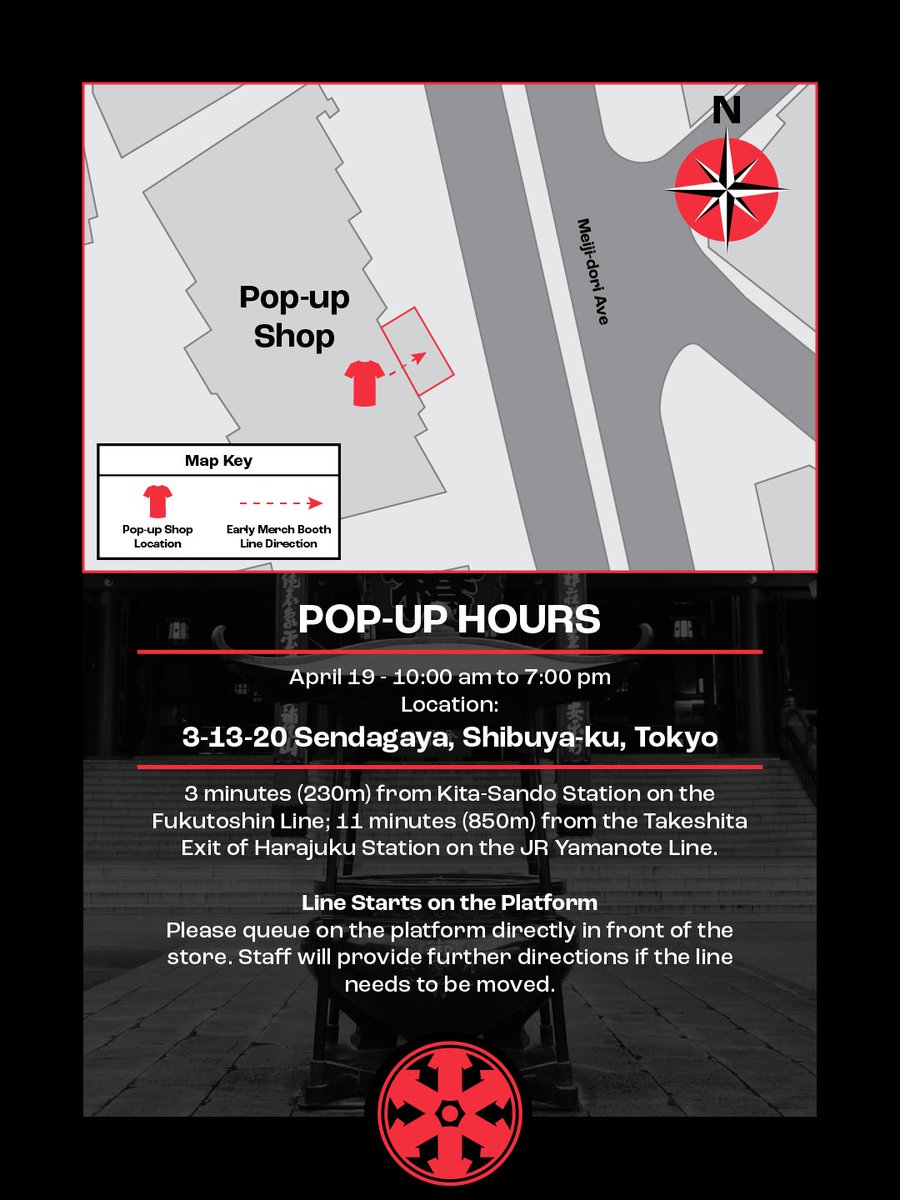 Tokyo, don't miss out! Today's merch pop-up will be at 3-13-20 Sendagaya, Shibuya-ku, Tokyo from 10am to 7pm.

Event Poster Artist: <a href="/Munk_One/">MUNK ONE</a>