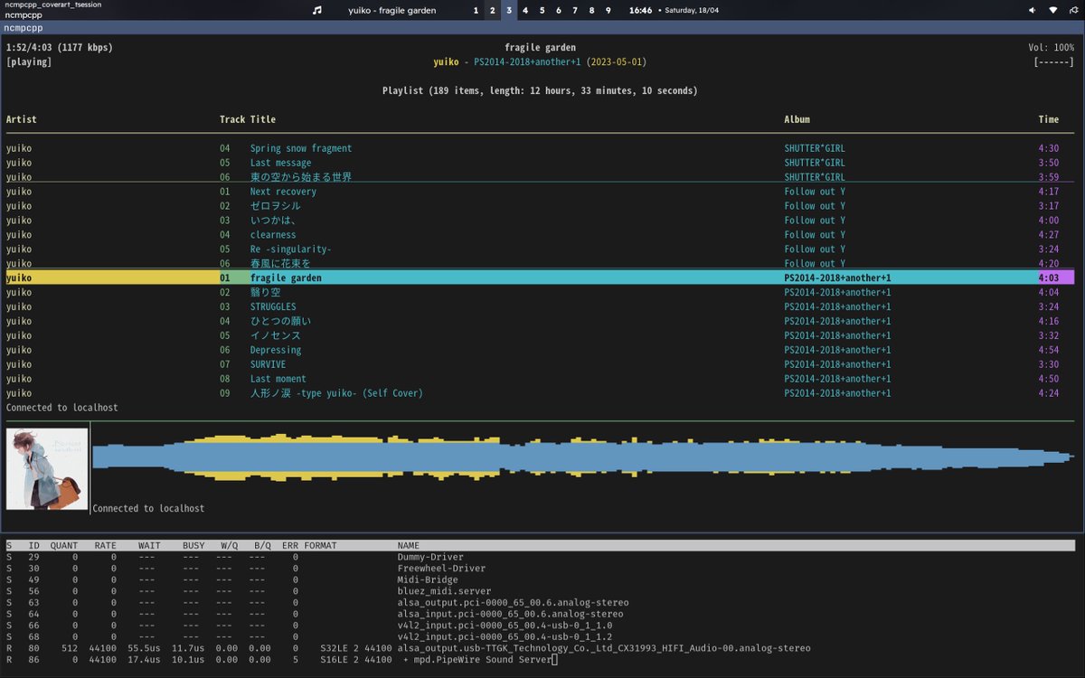 __nanonymouse__'s tweet image. 这才是真正的音乐🥰
#hifi #pipewire #archlinux