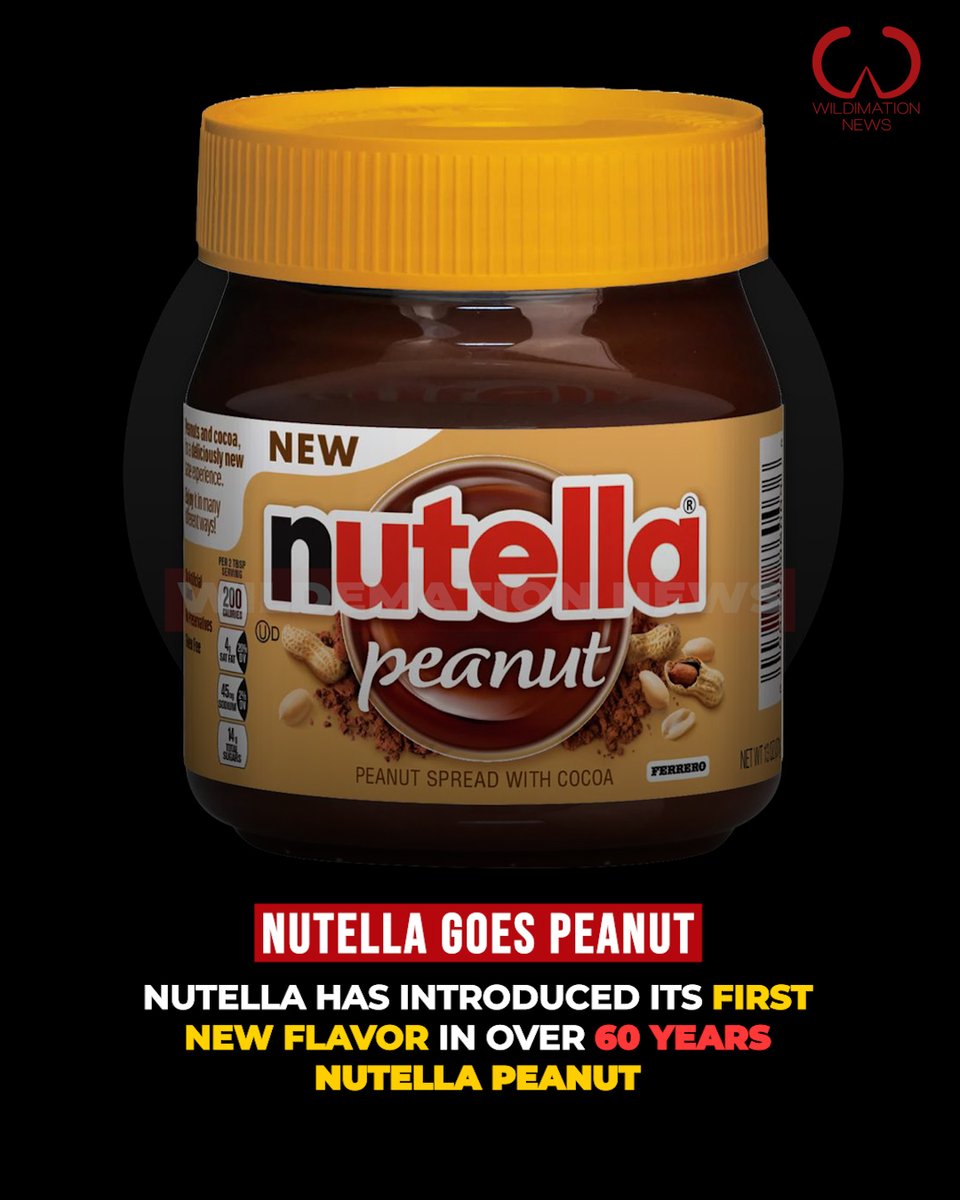 WildemationNews's tweet image. For the first time in over 60 years, Nutella has officially launched a brand-new flavor: Nutella Peanut.

#nutella #chocolate #sweet #fyp #wildemationnews