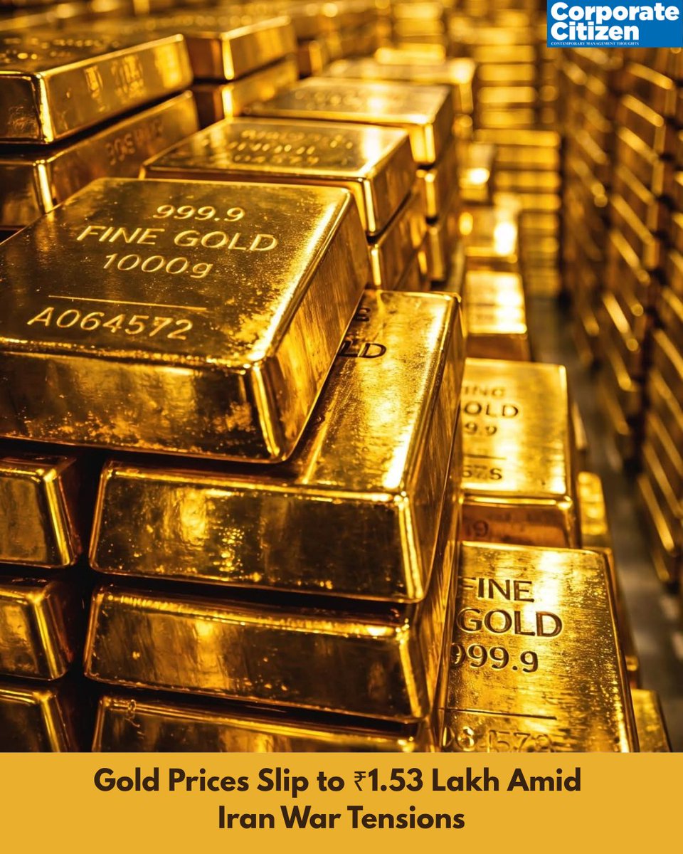 C_CMagazine's tweet photo. Gold falls to ₹1.53 lakh 
Even global tensions couldn’t lift prices.
Safe haven losing shine?

#GoldPrice, #GoldRate, #GoldNews, #CommodityMarket, #Investment, #IndiaMarkets, #SafeHaven, #MarketNews https://t.co/H0biA067EA