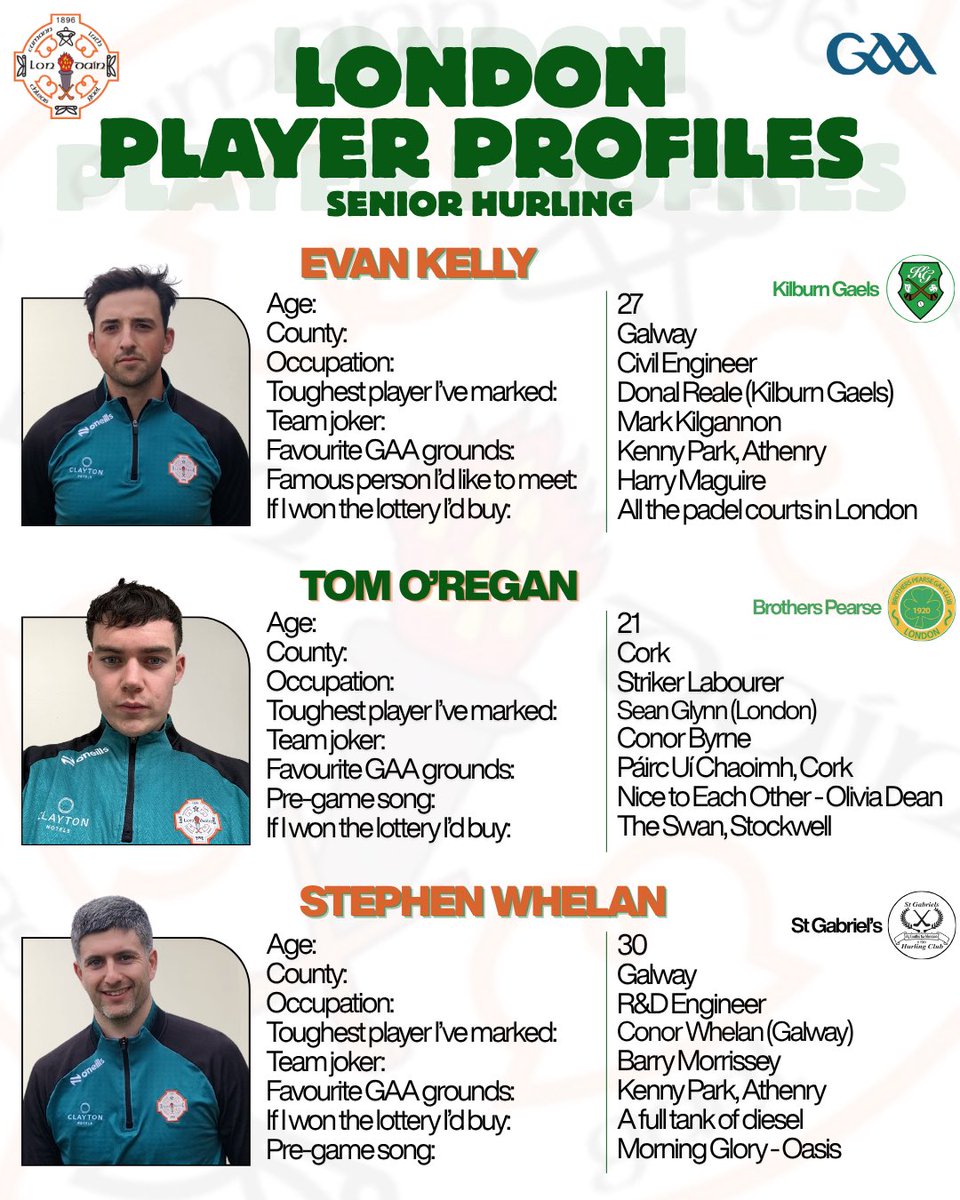 LondainGAA's tweet image. With round one of the Joe McDonagh Cup kicking off tomorrow, take a look at the 2026 London Hurling player profiles 👤

#GAA #LONDONGAA