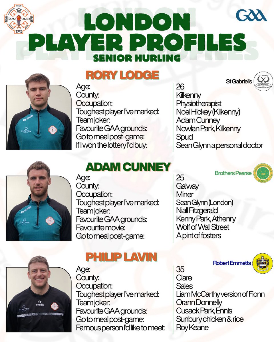 LondainGAA's tweet image. With round one of the Joe McDonagh Cup kicking off tomorrow, take a look at the 2026 London Hurling player profiles 👤

#GAA #LONDONGAA