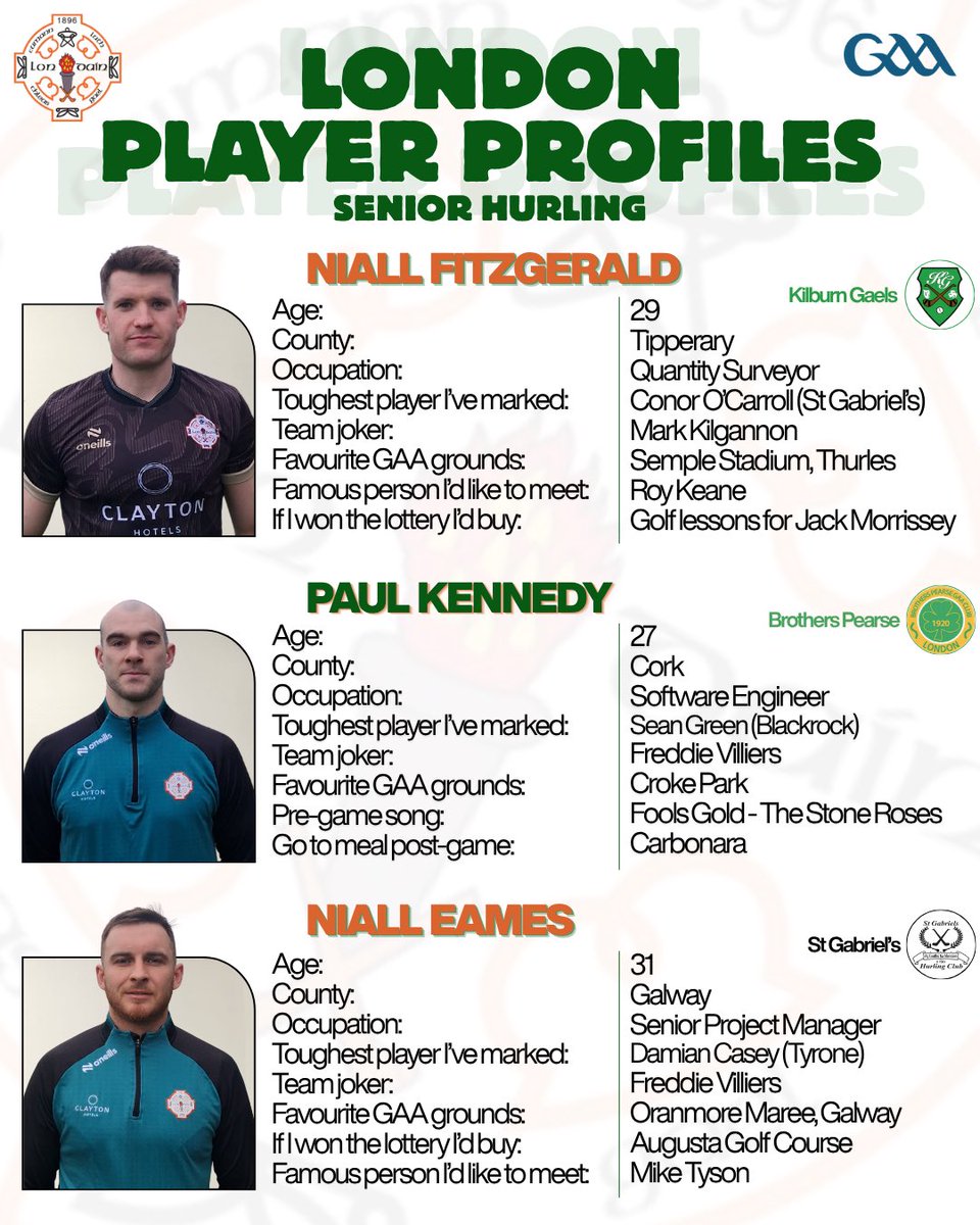 LondainGAA's tweet image. With round one of the Joe McDonagh Cup kicking off tomorrow, take a look at the 2026 London Hurling player profiles 👤

#GAA #LONDONGAA