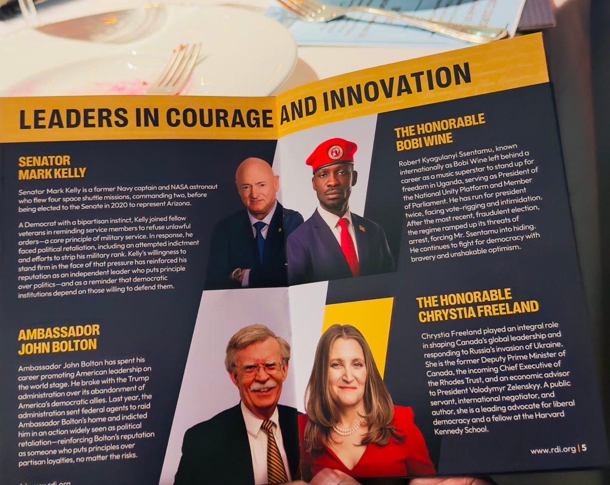 HajjatiSmart's tweet image. President Bobi Wine along side three others last night they were recognised as Heroes of Democracy Gala 2026 host by Renew Democracy Initiative in “New York City.

#FreeUgandaNow🇺🇬
#foryouシ