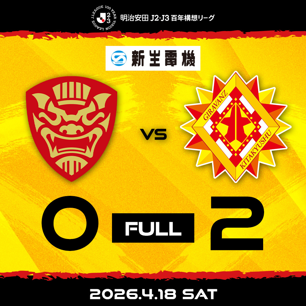 FULL TIME.
#ＦＣ琉球 | 0-2 | #giravanz
⚽ 58' #平原隆暉
⚽ 63' #渡邉颯太