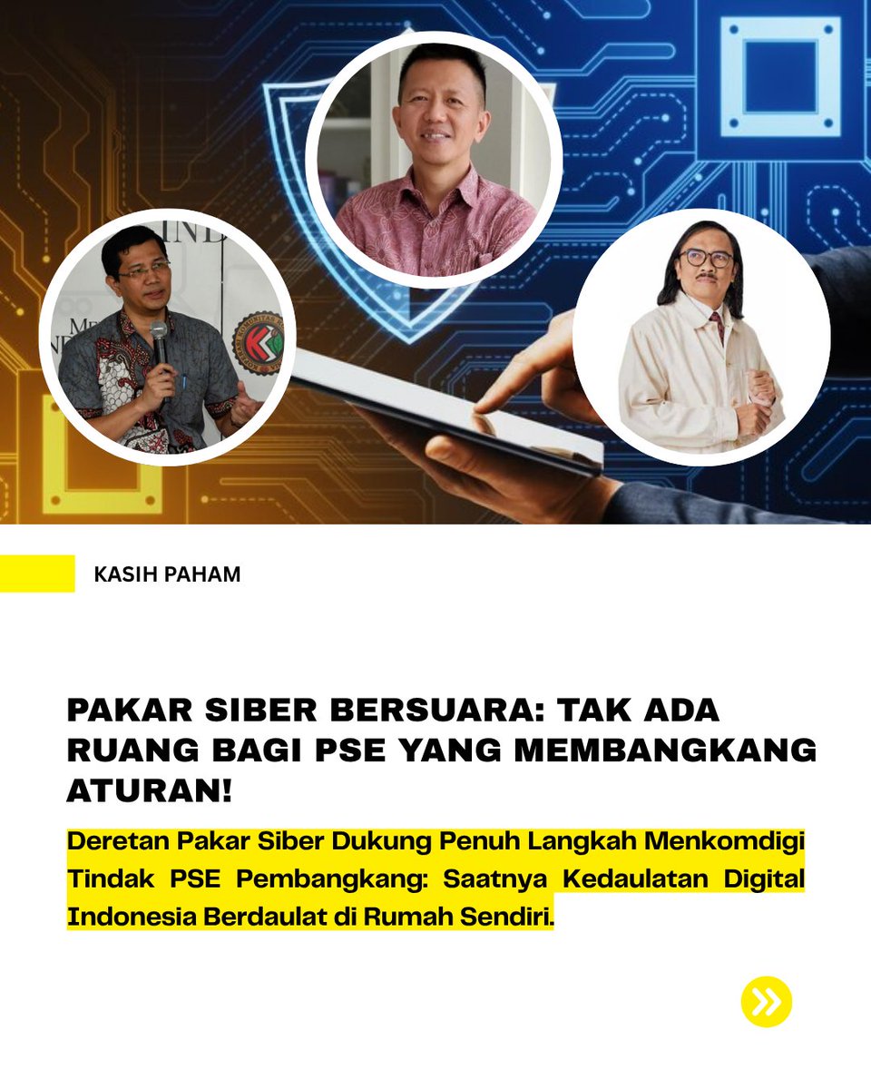 LewatDepan_'s tweet photo. Dukungan luas mengalir dari para pakar IT dan komunikasi digital terhadap langkah tegas Kemkomdigi dalam menegakkan aturan pendaftaran PSE. https://t.co/S42ckxQSbE