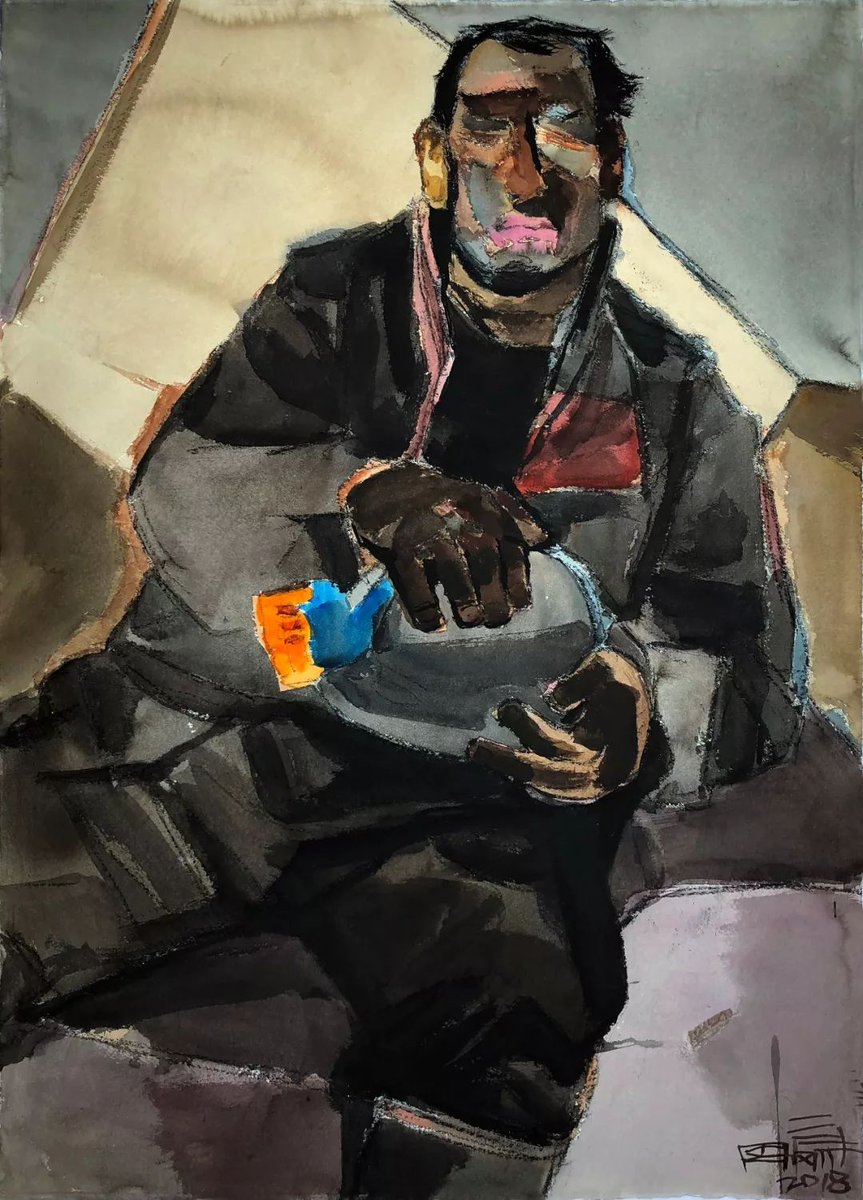 TronceF's tweet image. "Dive into a new art world—this mixed-media piece blends soft watercolor washes with sharp ink lines, turning everyday moments into dreamy magic.  #ArtLovers #CreativeVibes"