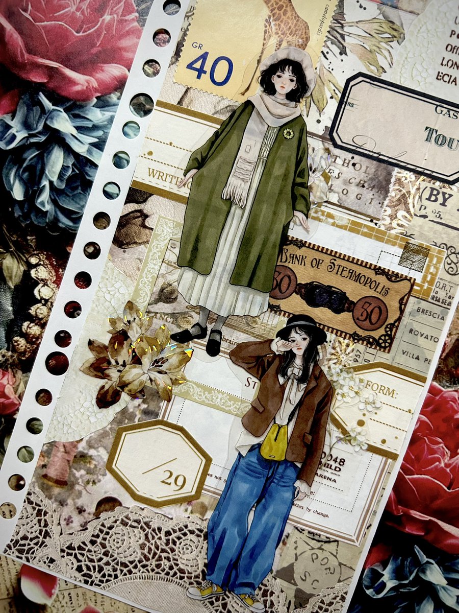 Aya_ayAntique's tweet image. 背景作り楽しかったな🎶
ヴィンテージ感ある雰囲気になったから、
こちらの女の子たちを起用ー❗️
カーキ、イエロー、マスタードでいい感じのバランスになった♡

#コラージュ
#collage
#コラージュ好きな人と繋がりたい