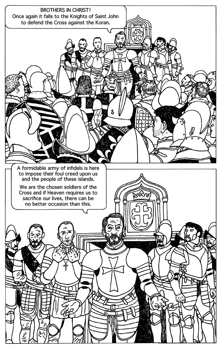 Siege 1565 meehancartoons.com Pages 48 - 49 #graphicnovel #comicbookart