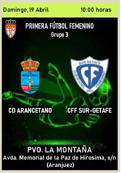SurGetafe's tweet photo. 🏆Primera Fútbol Femenino
📆 Domingo , 19 ⌚️ 10:00 horas 
@David_78aran 🆚 @SurGetafe
🏟️ Pvo. La Montaña 
🍀Suerte Chicas
¡¡✌️amos SURGE!! https://t.co/Qk9XDR8kKd
