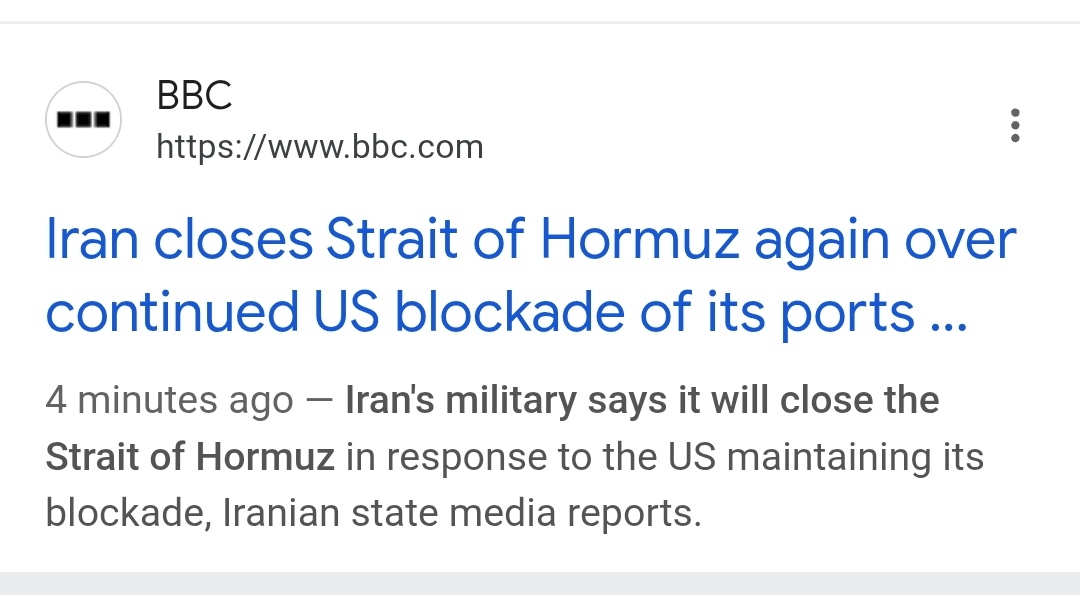 vishal_susheel's tweet image. BAD NEWS FOR STOCK MARKET 🚨

Iran officially closes the Strait of Hormuz again after US says it will not end its blockade.

#nifty