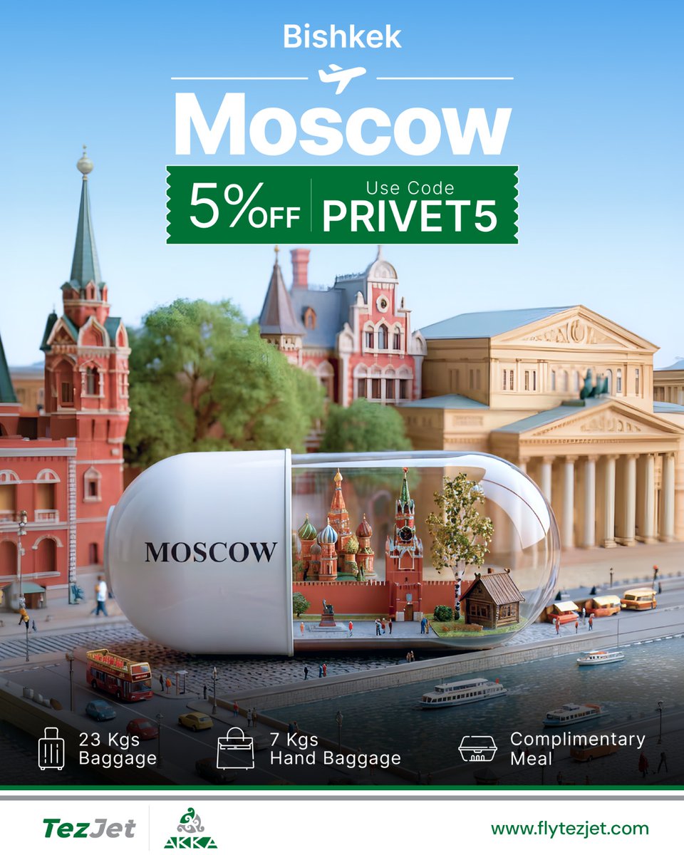 FlyTezJet's tweet image. 🇬🇧 A direct route from Bishkek to Moscow with TezJet.

flytezjet.com

#TezJet #BishkekToMoscow #FlyTezJet #MoscowFlights #CentralAsiaFlights