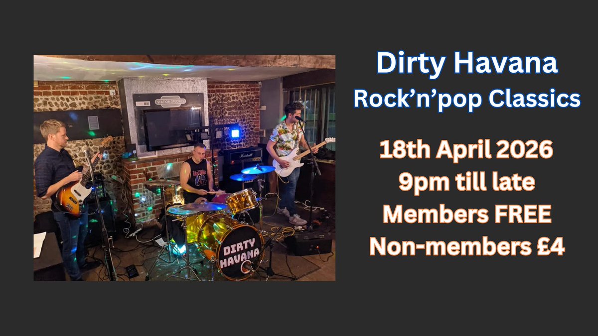 sprowstonssc's tweet photo. 🎸🎸Dirty H. Are back to rock your world.🎵🍺🍻 Members FREE, Non-members £4 https://t.co/DLKSDL8lww