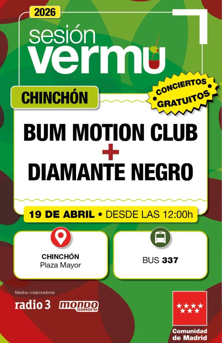LaGraja's tweet photo. SESIÓN VERMÚ en CHINCHÓN 🎵
Hoy sábado 18 y mañana domingo 19 de abril, tienes una cita a partir de las 12:00 horas en la Plaza Mayor de #Chinchón, para disfrutar de conciertos gratuitos en el mejor escenario posible 🎸

¡¡Os esperamos!! 😃 https://t.co/5tBBTXCsld