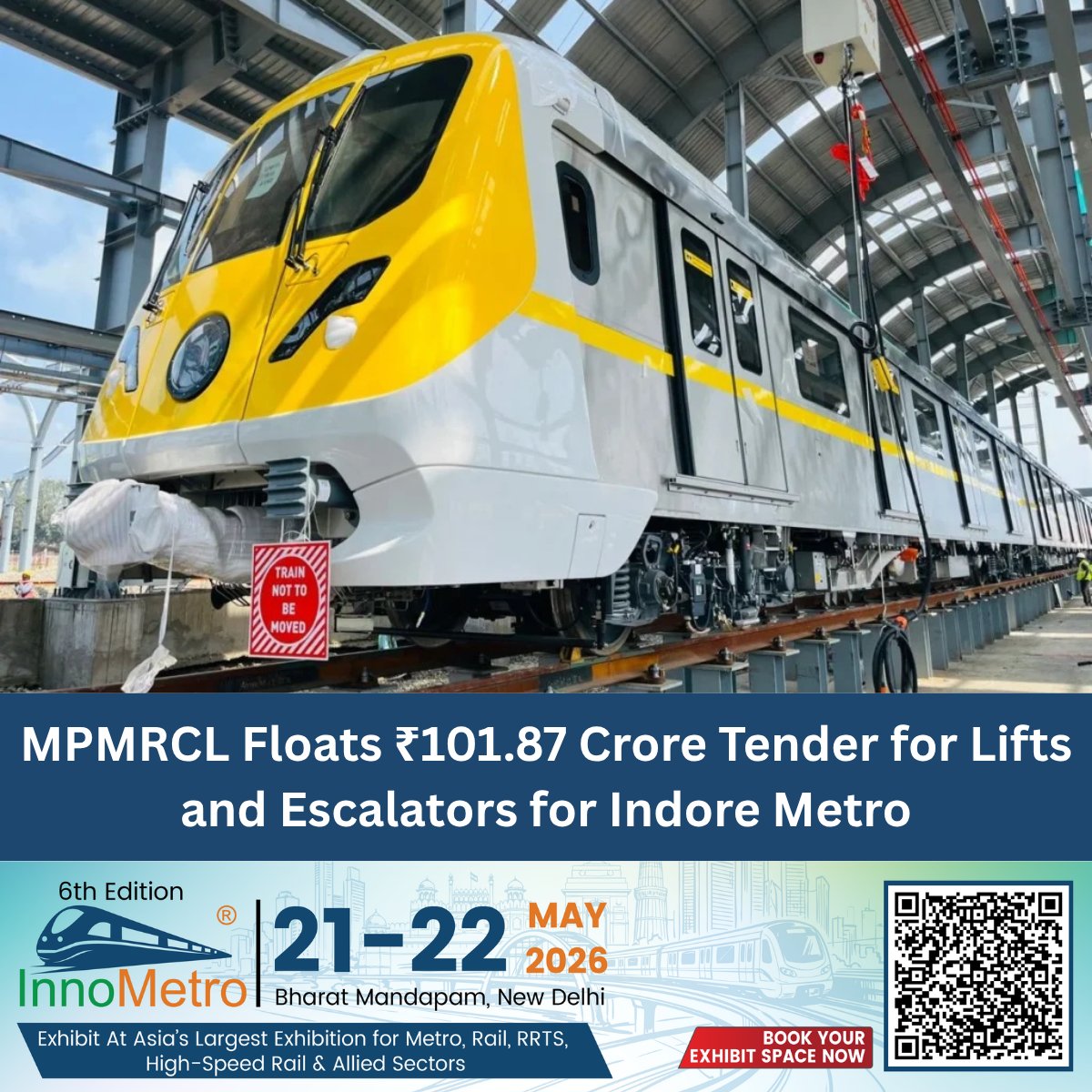 MetroRailNewsHQ's tweet photo. Rs. 101 Cr Tender Floated for Lifts and Escalators for Indore Metro.

Read more on: https://t.co/tbXiYWXuUQ

#IndoreMetro #TenderAlert #LiftsAndEscalators #PublicTransport #MetroRailNews #InfrastructureDevelopment #SmartCities #UrbanMobility #IndoreDevelopment https://t.co/yElCcJqIgk