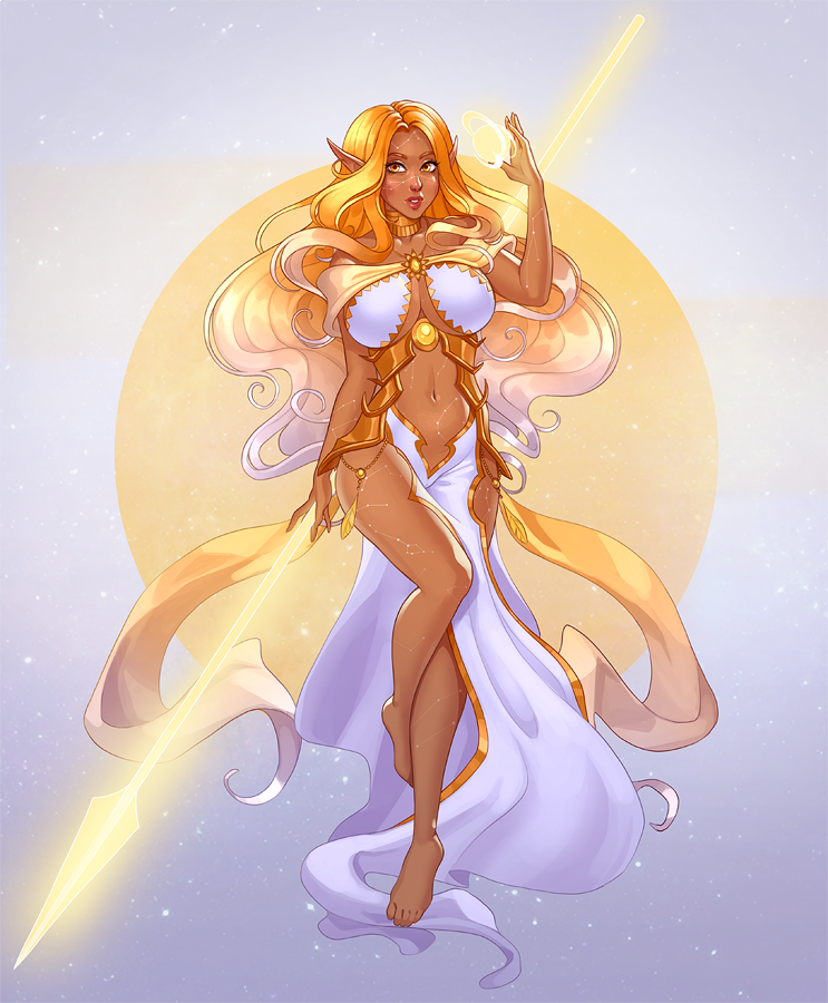 Anfareth's tweet photo. @SaraBiddleArt Hope I'm not too late! Here's one of my OCs, Dalila, my Goddess of Light 🌞 https://t.co/xiAFwEWrOi