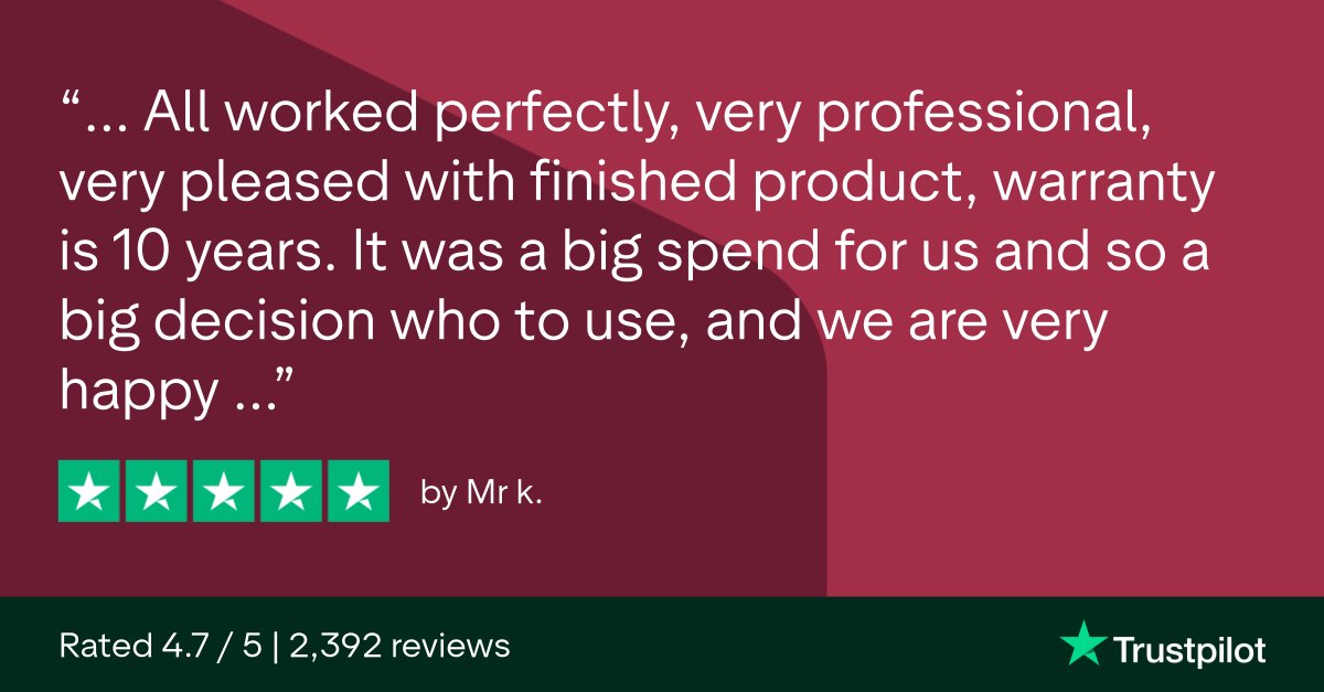 SEHBAC's tweet photo. ⭐ Customer Review ⭐
“Great and professional service from start to finish... All worked perfectly, very professional, very pleased with finished product... It was a big spend for us and so a big decision who to use, and we are very happy.”
See our website https://t.co/DHW9oecZye https://t.co/yBuvNJLdor