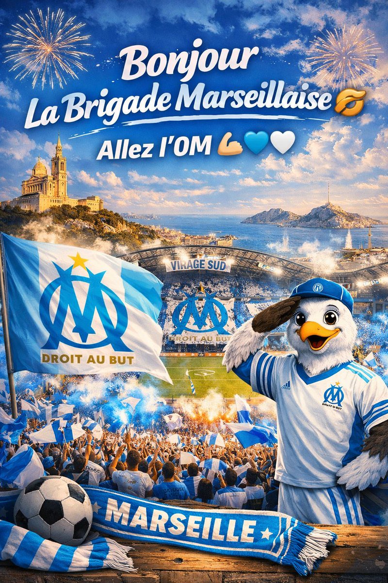 Bonjour Marseille 🩵🤍
Bonjour supporters marseillais 🩵🤍 
Bonjour La Brigade Marseillaise 🫡 

Bon SAMEDI et bon WEEK-END à tous et toutes !

ALLEZ L'OM 💪🏻🩵🤍 

#TeamOM #ForzaOM