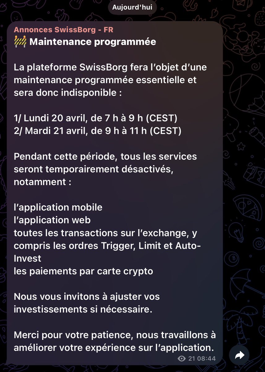 SwissBorgMania's tweet image. 🧨 2 mises à jours sont annoncées pour le début de semaine prochaine. 
Un lien avec le show du 21 avril à Genève🇨🇭? Probable. 👀

+6,5% en 1 semaine pour le $BORG
Qu’importe le marché #SwissBorg 💚n’arrête pas de build depuis l’ICO.
⏰ Déjà 9 ans 🎂

#WeAreSwissBorg