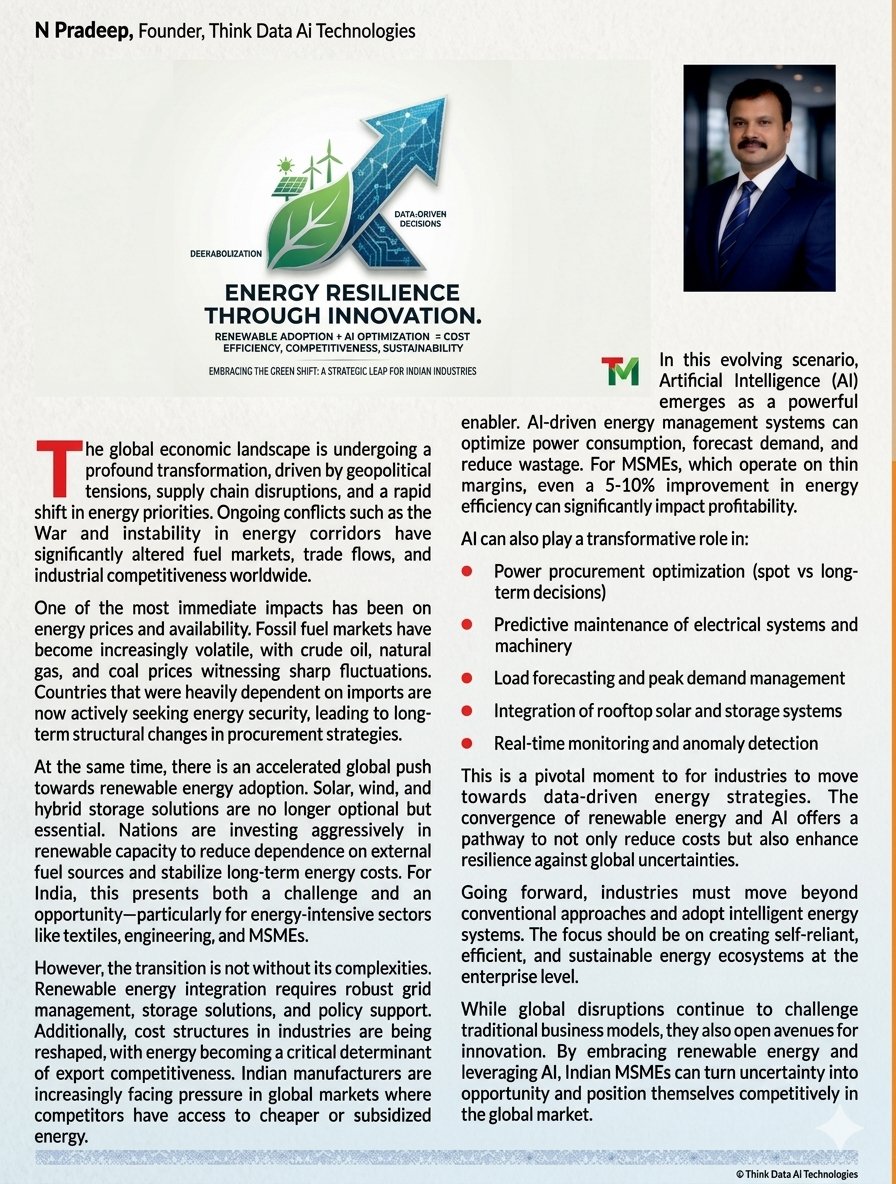 tdaitech's tweet image. 🔹 India-Focused (Strong Positioning)

India’s MSMEs are at a turning point. 🇮🇳
By embracing AI and renewable energy, businesses can turn global challenges into growth opportunities.

#MakeInIndia #MSME #EnergyEfficiency #AIIndia #SustainableGrowth