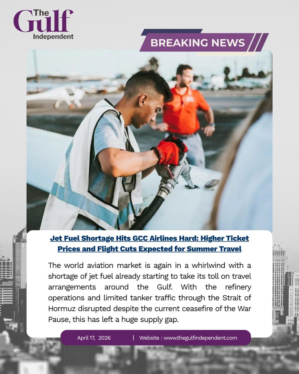 IndependentGulf's tweet image. Jet fuel shortage is hitting GCC airlines hard ⚠️
Flights may be cut, ticket prices rising just as summer travel heats up. The ripple effects are global.
#JetFuelCrisis #AviationNews #TravelAlert #GCC #SummerTravel #Airlines