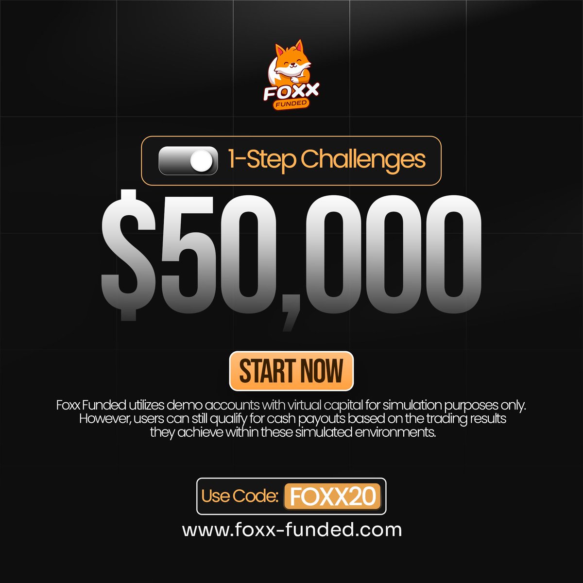 FoxxFunded's tweet image. Start trading with $50K capital 💼

Foxx Funded 1-step challenge = faster funding + real payout potential.

Use code: FOXX20 🔥
#Forex #Trading #PropFirm