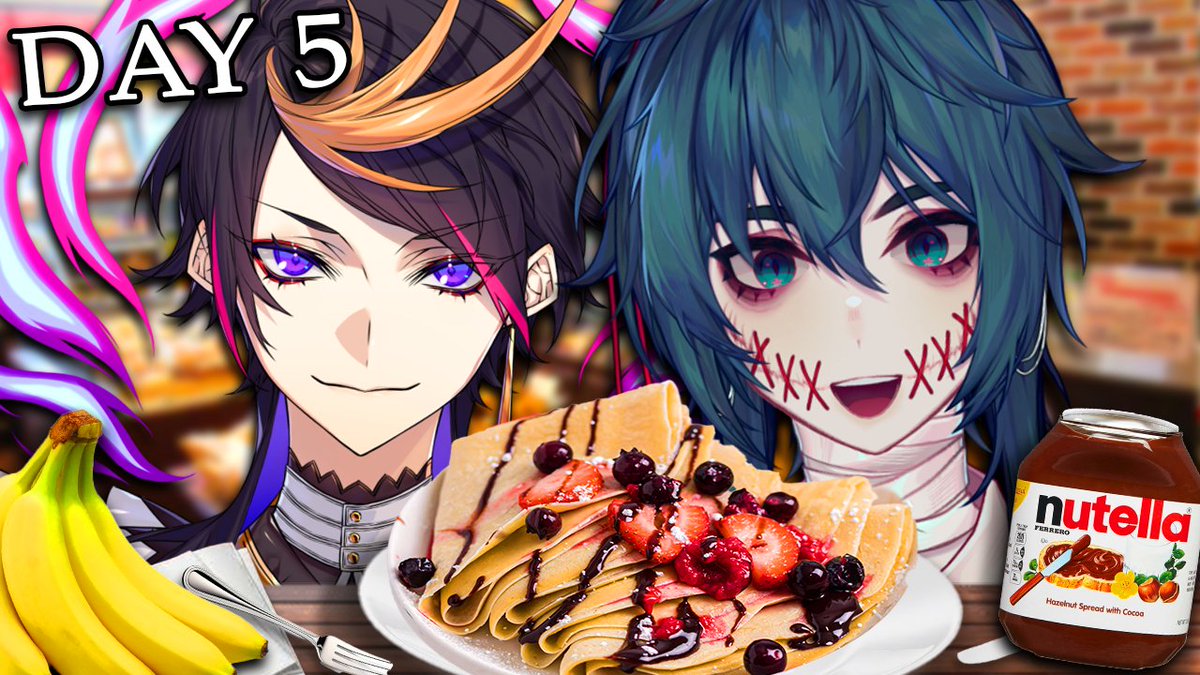 【COOKATHON DAY 5】

We're making Crepes with <a href="/shu_yamino/">Shu Yamino 👟☯️ NIJISANJI EN</a> !!! I'm actually super excited to try all the different crepes, straberries, nutella, cream, BANANA!!! 

⏰: 10 PM PDT / 8 AM CEST / 2PM JST
twitch.tv/omi_vt