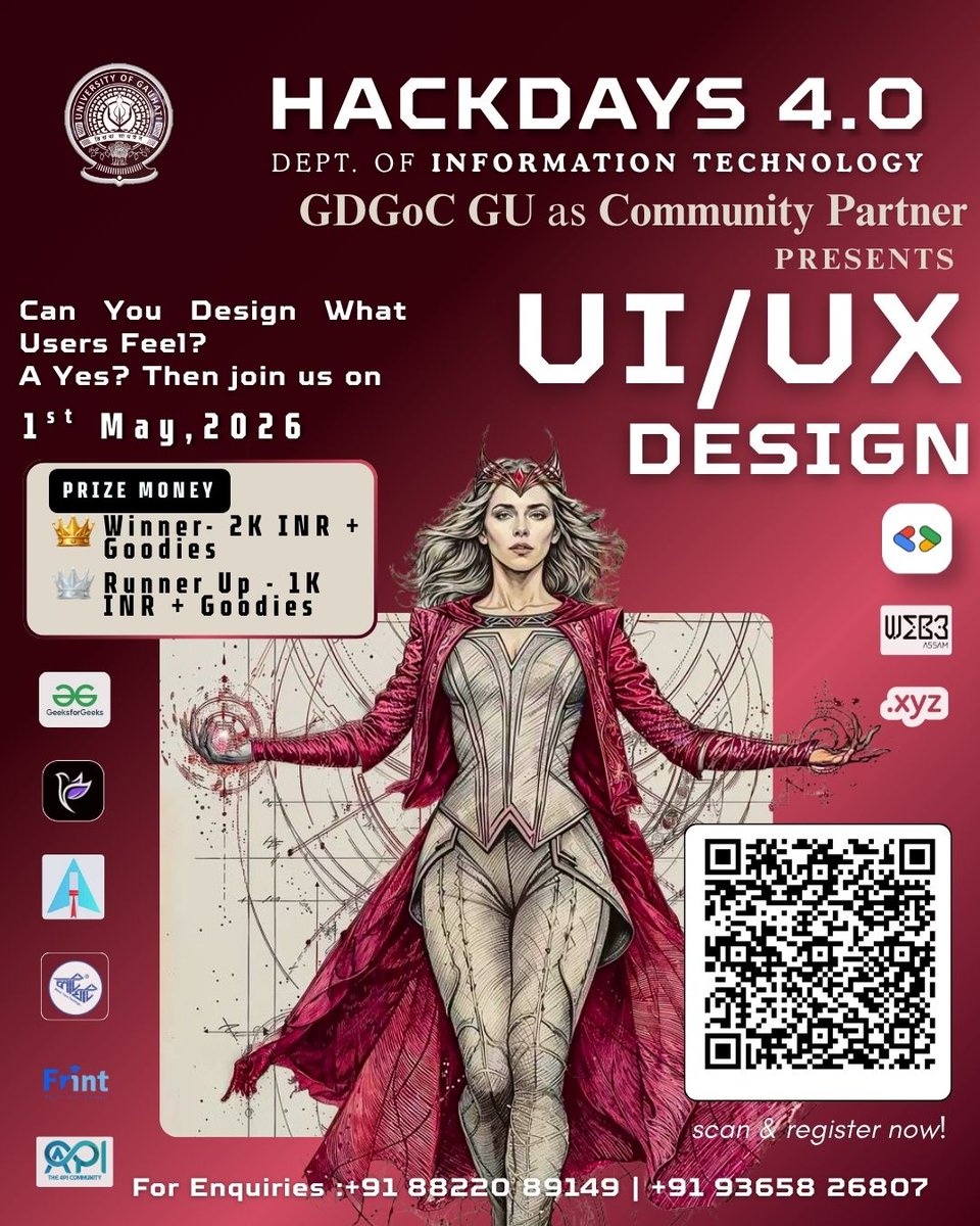 _HackDays_'s tweet photo. 🎨 UI/UX Design @ HackDays 4.0

Design what users feel 👀

🏆 ₹2K + goodies
📅 1 May 2026

Register now 👇
#HackDays4 #UIUX #Design #UX https://t.co/GTZxPMID0S