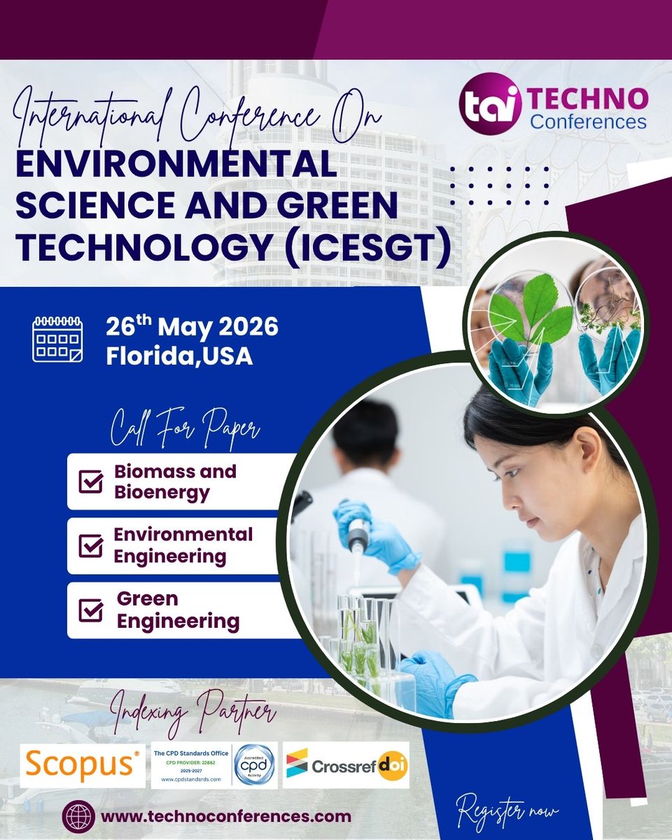 techno_conf's tweet image. 🌍 Join the International Conference on Environmental Science and Green Technology on 26th May 2026 in Florida, USA. 

🔗 Register: technoconferences.com/Conference/189…

#technoconferences #EnvironmentalScience #GreenTechnology #Sustainability #ClimateChange #FloridaConference