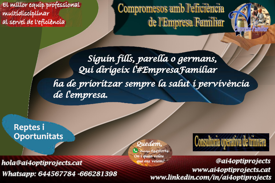 ai4_empfam's tweet photo. Planificant el futur? 
🌟 La planificació de la successió és clau per a les empreses familiars per garantir una transició fluida per a la propera generació. #SolucionsAi4 #Successio
#LlegatFamiliar #GestioIntergeneracional https://t.co/umQvbBYcyO