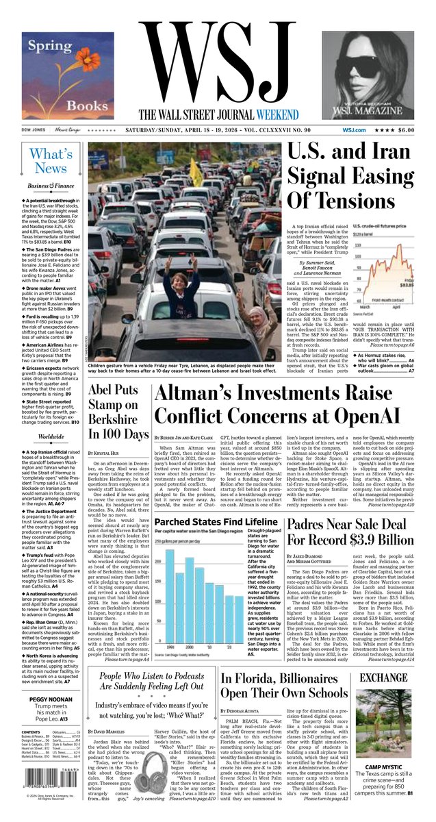 WSJ's tweet photo. Take a look at the front page of today's Wall Street Journal. https://t.co/CtvB0zopfx https://t.co/dFyzccS2Lg
