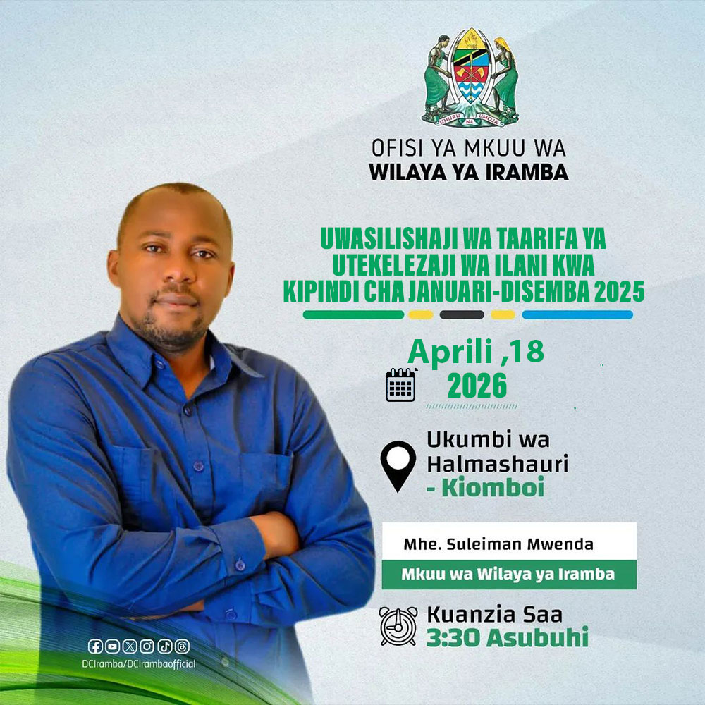 DCIRAMBA's tweet photo. UWASILISHAJI WA TAARIFA YA UTEKELEZAJI WA ILANI YA UCHAGUZI YA CHAMA TAWALA KWA KIPINDI CHA MWEZI JANUARI HADI DISEMBA 2025 https://t.co/ZUJ4BMFgAC
