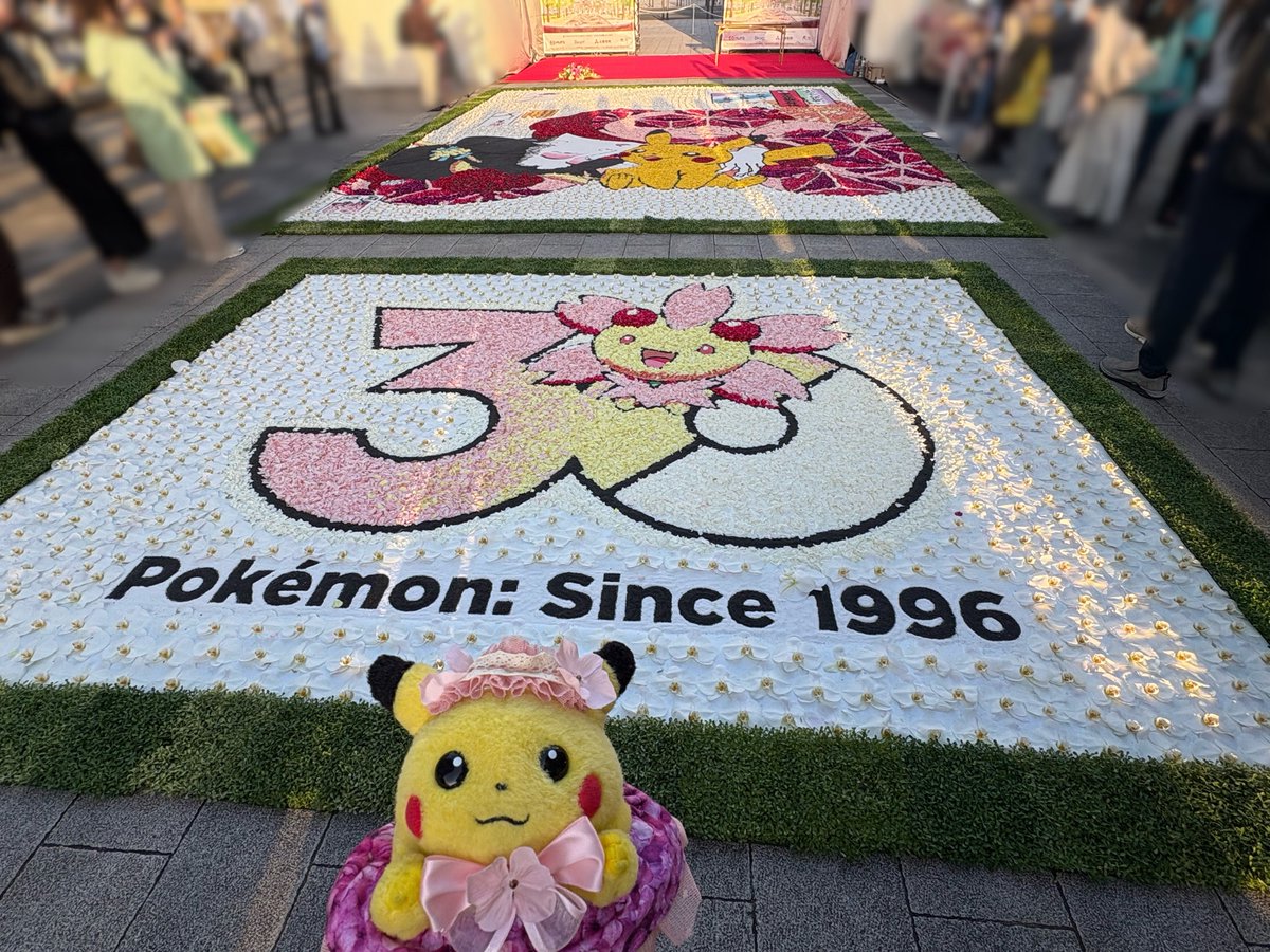 ypika0025's tweet image. 浮世絵風ポケモンスペシャル花絵を見に行ってきたよ🌸🖼️
花冠ピカちゃんにも会えた🥰可愛かった〜〜🫶
式典の時間が予定より延びまくってたけど待った甲斐ありました笑